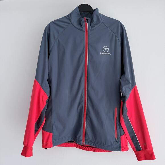 Rossignol Jacket Mens Large Gray Red Soft Shell Hike Ski Running Full Zip - Picture 2 of 15